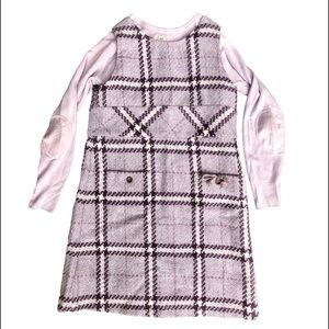 Lili Gaufrette Girls wool plaid dress and long sleeve top. Size 6